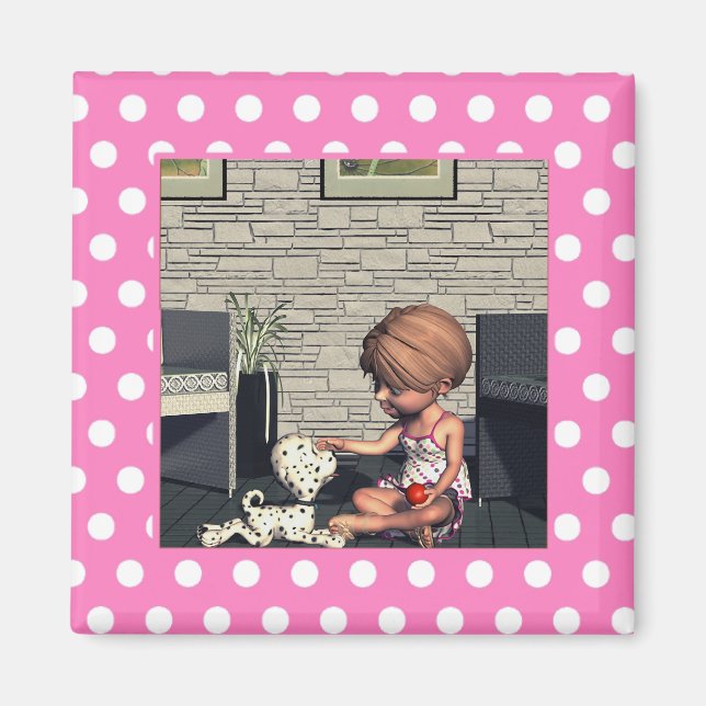 Shock rosa n White Dots Photo Magnet (Framsidan)