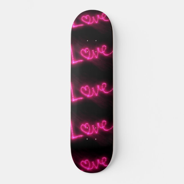 shock rosa, neon, kärlek, svart skateboard (Framsida)