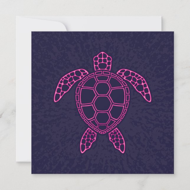 Shock rosa Neon Lava Sea Turtle Design Julkort (Framsida)