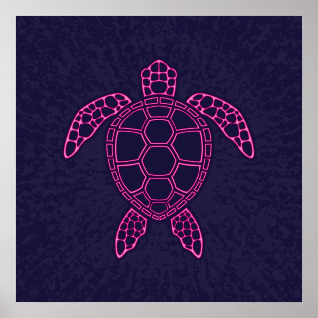 Shock rosa Neon Lava Sea Turtle Design Poster (Framsidan)
