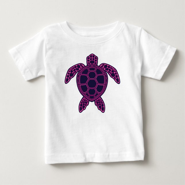 Shock rosa Neon Lava Sea Turtle Design T Shirt (Framsida)
