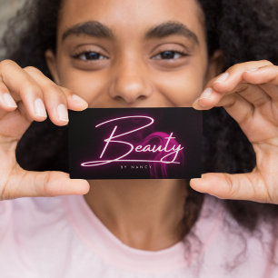 Shock rosa Neon & Smoke Beauty Salon-skript Visitkort