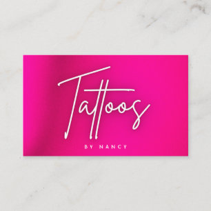 Shock rosa Neon Tattoo Artist Visitkort