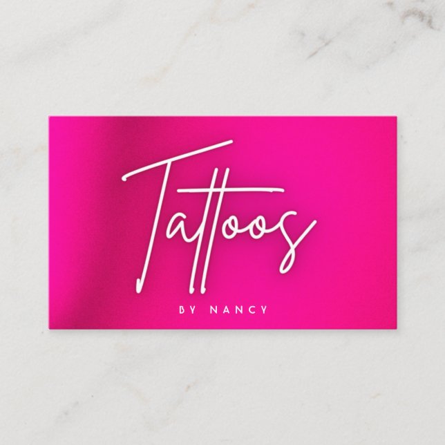 Shock rosa Neon Tattoo Artist Visitkort (Framsida)
