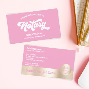 Shock rosa Notary Loan Signing Agent Calligraphy Visitkort