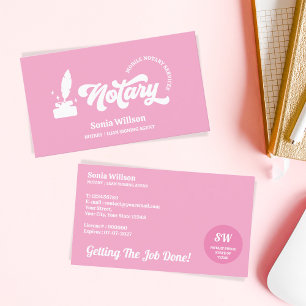 Shock rosa Notary Loan Signing Agent Calligraphy Visitkort