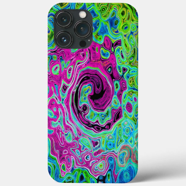 Shock rosa och blå Groovy Abstrakt Retro Swirl (Baksida)