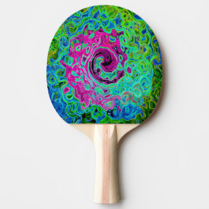 Shock rosa och blå Groovy Abstrakt Retro Swirl Pingisracket