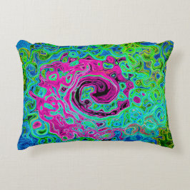 Shock rosa och blå Groovy Abstrakt Retro Swirl Prydnadskudde