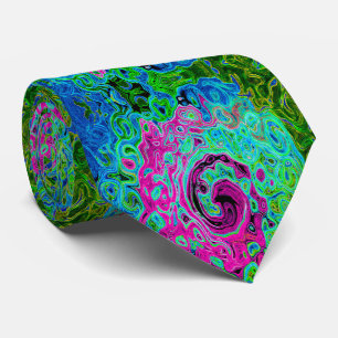 Shock rosa och blå Groovy Abstrakt Retro Swirl Slips