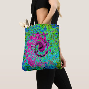 Shock rosa och blå Groovy Abstrakt Retro Swirl Tygkasse
