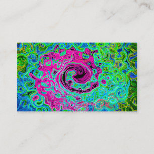 Shock rosa och blå Groovy Abstrakt Retro Swirl Visitkort