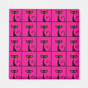 Shock rosa och Black Kattunge Collage Magnet