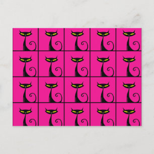 shock rosa och Black Kattunge Collage Vykort
