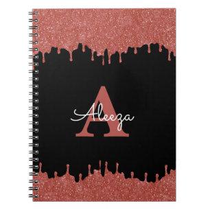 Shock rosa- och Black Monogram Glitter-drivrutiner Anteckningsbok