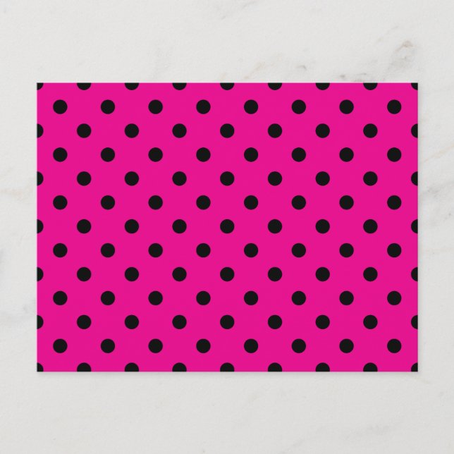 Shock rosa och Black Polka dots Vykort (Framsida)