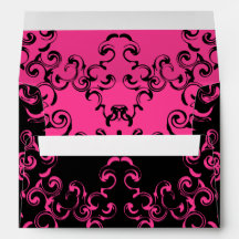 Shock rosa och Black Swirl Gothic Bröllop