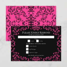 Shock rosa och Black Swirl Gothic Bröllop Inbjudningar