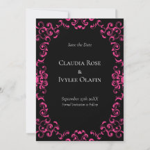 Shock rosa och Black Swirl Gothic Bröllop
