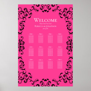 Shock rosa och Black Swirl Gothic Bröllop Poster