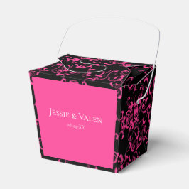 Shock rosa och Black Swirl Gothic Bröllop Presentaskar