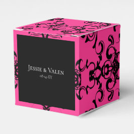 Shock rosa och Black Swirl Gothic Bröllop Presentaskar