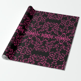 Shock rosa och Black Swirl Gothic Bröllop Presentpapper