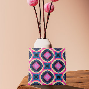 Shock rosa och blått Abstrakt Geometric Mönster Kakelplatta