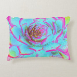 Shock rosa och Blue Succulent Sedum Rosette Prydnadskudde