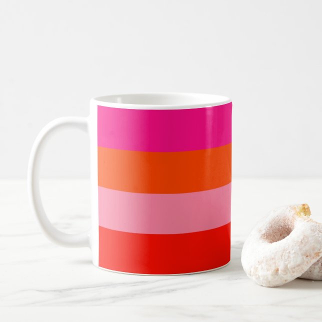 Shock rosa och Bright Orange Rand Kaffemugg (Med munk)