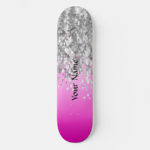 Shock rosa och faux glitter mini skateboard bräda 18,7 cm