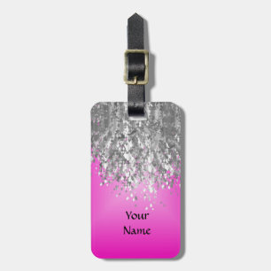 Shock rosa och fauxglitter bagagebricka