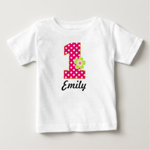 shock rosa och Grönt vid första födelsedag Tee Shirt