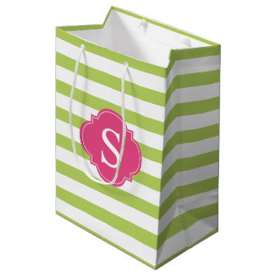 Shock rosa- och gröntrandar mönster och Monogram