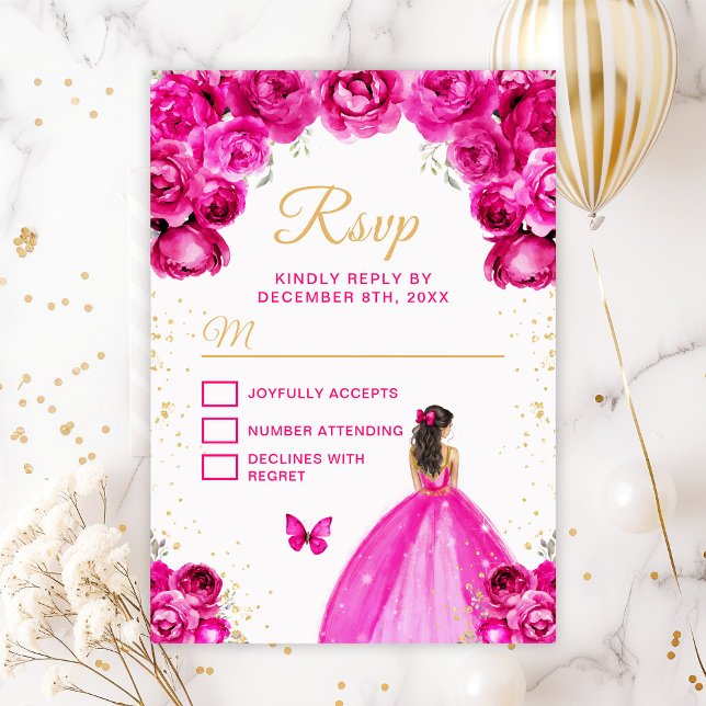 Shock rosa och Guld Brunette Hair Princess OSA Kort (Skapare uppladdad)