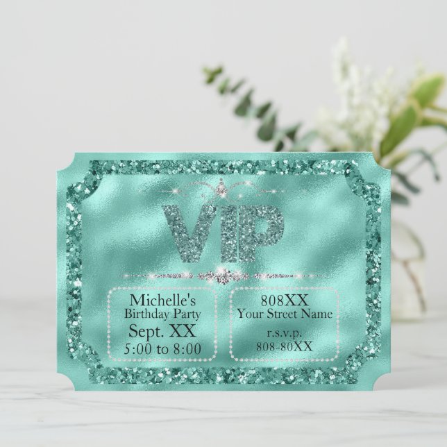 Shock rosa och Guld-diamanter och Glitter Biljett Inbjudningar (Stående Fram)