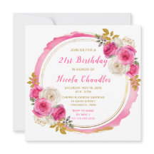 Shock rosa och Guld Elegant Flowers Födelsedagsfes