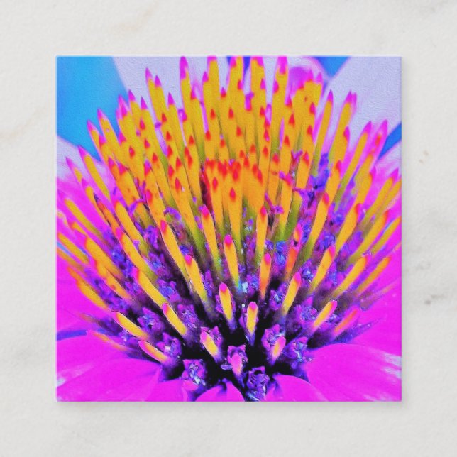 Shock rosa och Gult för abstrakt makro Fyrkantigt Visitkort (Framsida)