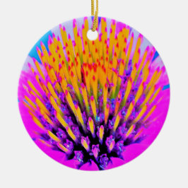 Shock rosa och Gult för abstrakt makro Julgransprydnad Keramik