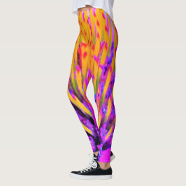 Shock rosa och Gult för abstrakt makro Leggings