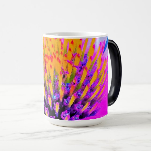 Shock rosa och Gult för abstrakt makro Magisk Mugg (Framsida höger)