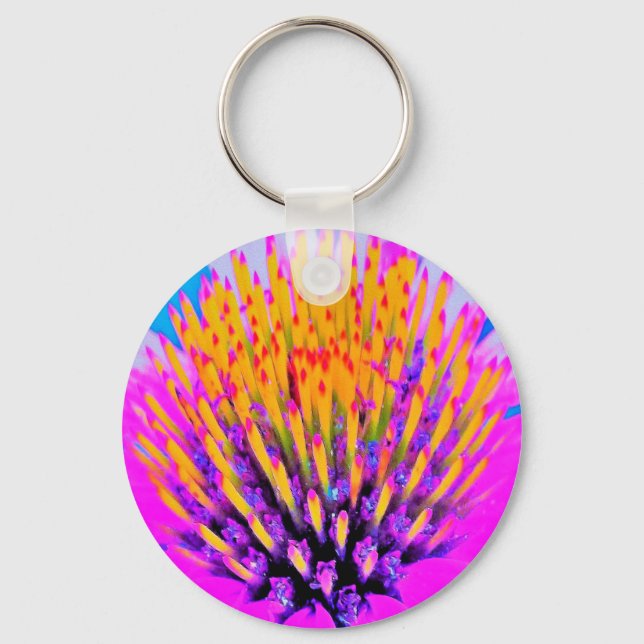 Shock rosa och Gult för abstrakt makro Nyckelring (Framsida)