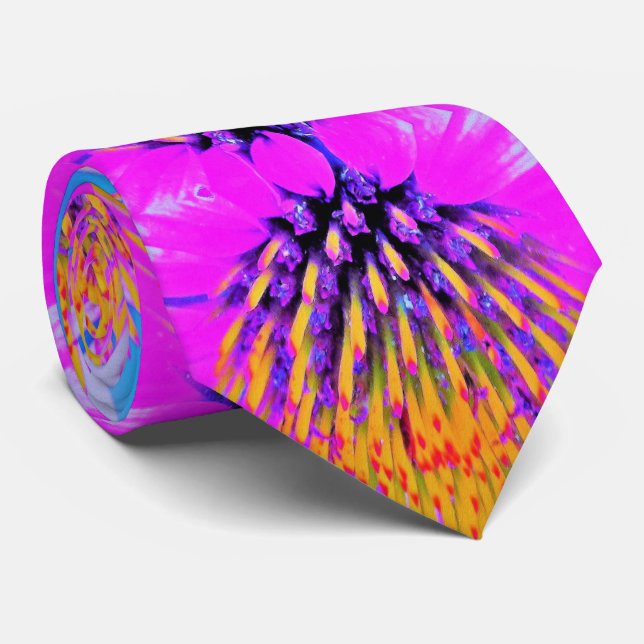 Shock rosa och Gult för abstrakt makro Slips (Rullad)