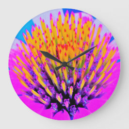 Shock rosa och Gult för abstrakt makro Stor Klocka