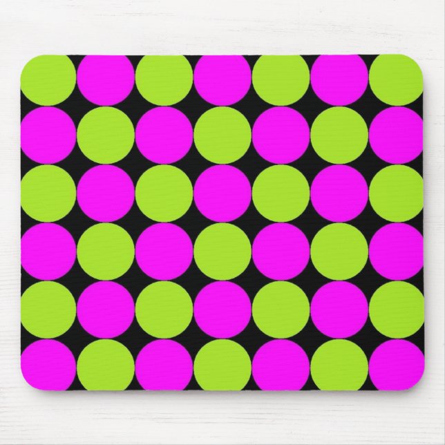 Shock rosa och kalk Polka dots Musmatta (Framsidan)