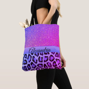shock rosa och Lila Glam Leopard Tygkasse