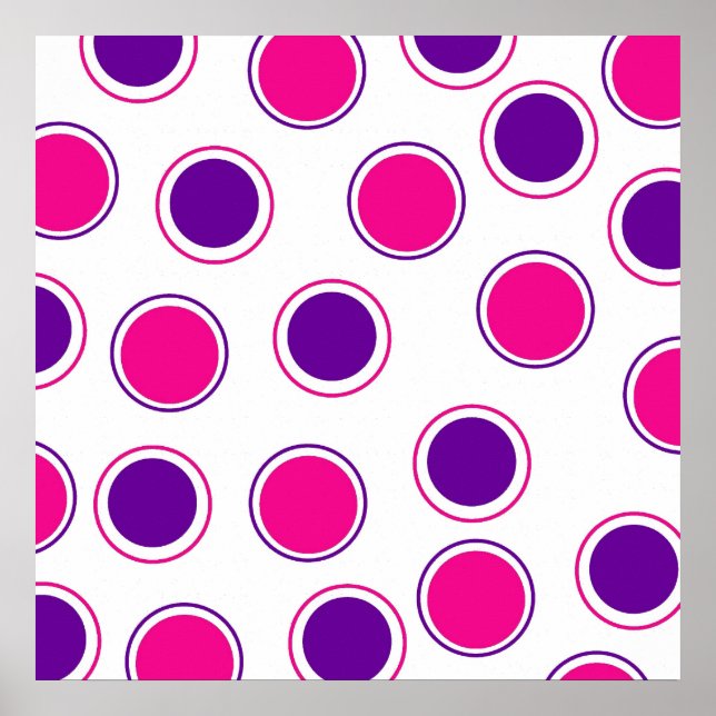 Shock rosa och Lila Polka dots Concentric Circles Poster (Framsidan)