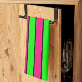 Shock rosa och Lime Green Rand Kökshandduk