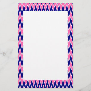 Shock rosa och marinblå Zigzag Mönster Brevpapper