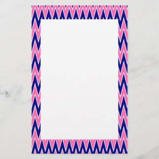 Shock rosa och marinblå Zigzag Mönster Brevpapper